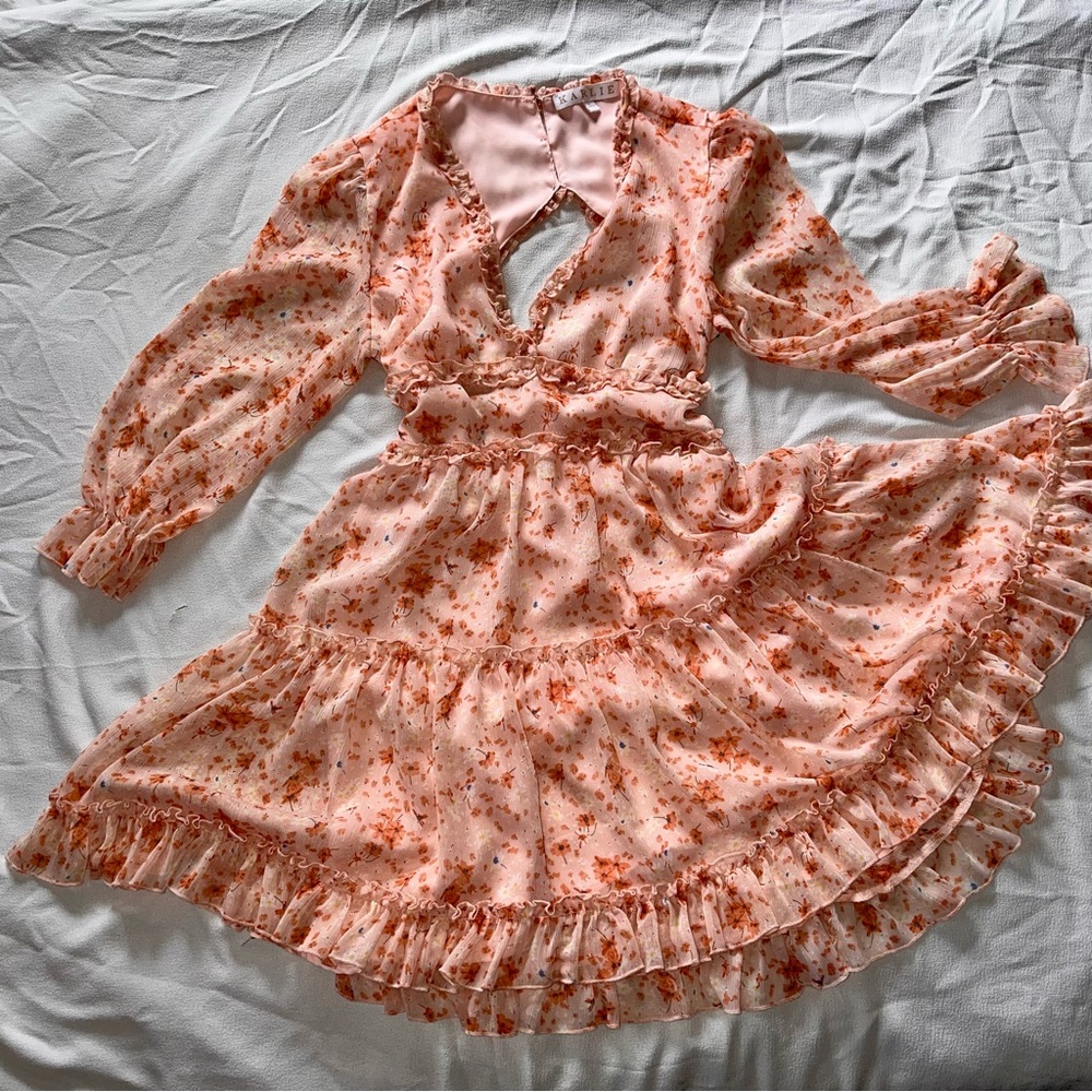 Floral Chiffon V-Neck Dress